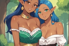 charset=Unicode score_9, score_8_up, score_7_up, score_6_up, score_5_up, score_4_up, BREAK
2girls, (dark-skinned females:1.4), elf, pointy ears, cleavage, dress, forest, blue hair BREAK
anime style, source anime, (outline:0.8), BREAK
Negative prompt: score_4,score_5,score_3,score_2,score_1, signature, hands, 3d, realistic, frame, greyscale, horns, demon, (pale, white skin:2)
Steps: 30, Sampler: DPM++ 3M SDE Exponential, CFG scale: 6, Seed: 21357313, Size: 1024x1024, Model: petuniaxl_v10, Denoising strength: 0.6, Clip skip: 2, Soft inpainting enabled: True, Soft inpainting schedule bias: 1, Soft inpainting preservation strength: 0.5, Soft inpainting transition contrast boost: 4, Soft inpainting mask influence: 0, Soft inpainting difference threshold: 0.5, Soft inpainting difference contrast: 2, Mask blur: 4, Inpaint area: Only masked, Masked area padding: 32, Version: f0.0.17v1.8.0rc-1.7.0