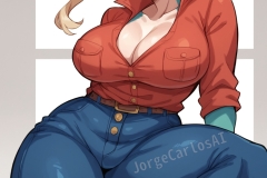 charset=Unicode score_9, score_8_up, score_7_up, score_6_up, score_5_up, score_4_up, BREAKippan_josei, (blue skin:1.1), blonde, tall girl, 1girl, 1boy, red shirt, pants, jeans, wide hips, big breasts BREAKanime style, source anime, (outline:0.7) Negative prompt: score_4,score_5,score_3,score_2,score_1, signature, hands, 3d, realistic, frame, greyscale, BREAKsimple backgroundSteps: 30, Sampler: DPM++ 3M SDE Exponential, CFG scale: 6, Seed: 1557905471, Size: 1536x2048, Model: autismmixConfetti, Denoising strength: 0.6, Clip skip: 2, Lora hashes: "IppanJosei: cd9fef15d87f", Version: f0.0.17v1.8.0rc-1.7.0