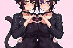 Twin cat girl sisters